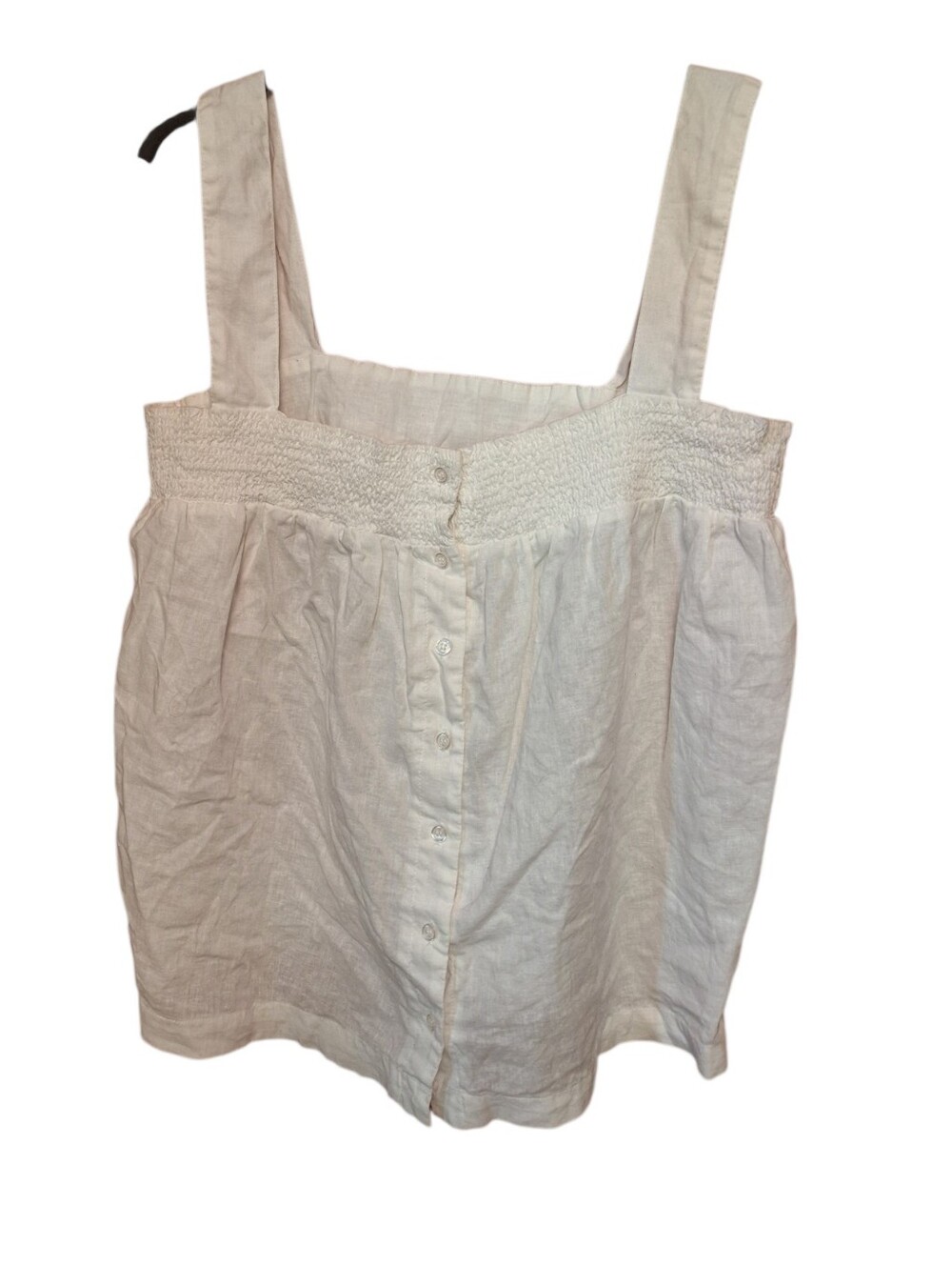 Saks Fifth Avenue White Cotton Linen Blend Cropped Cottagecore Top Ladies Large